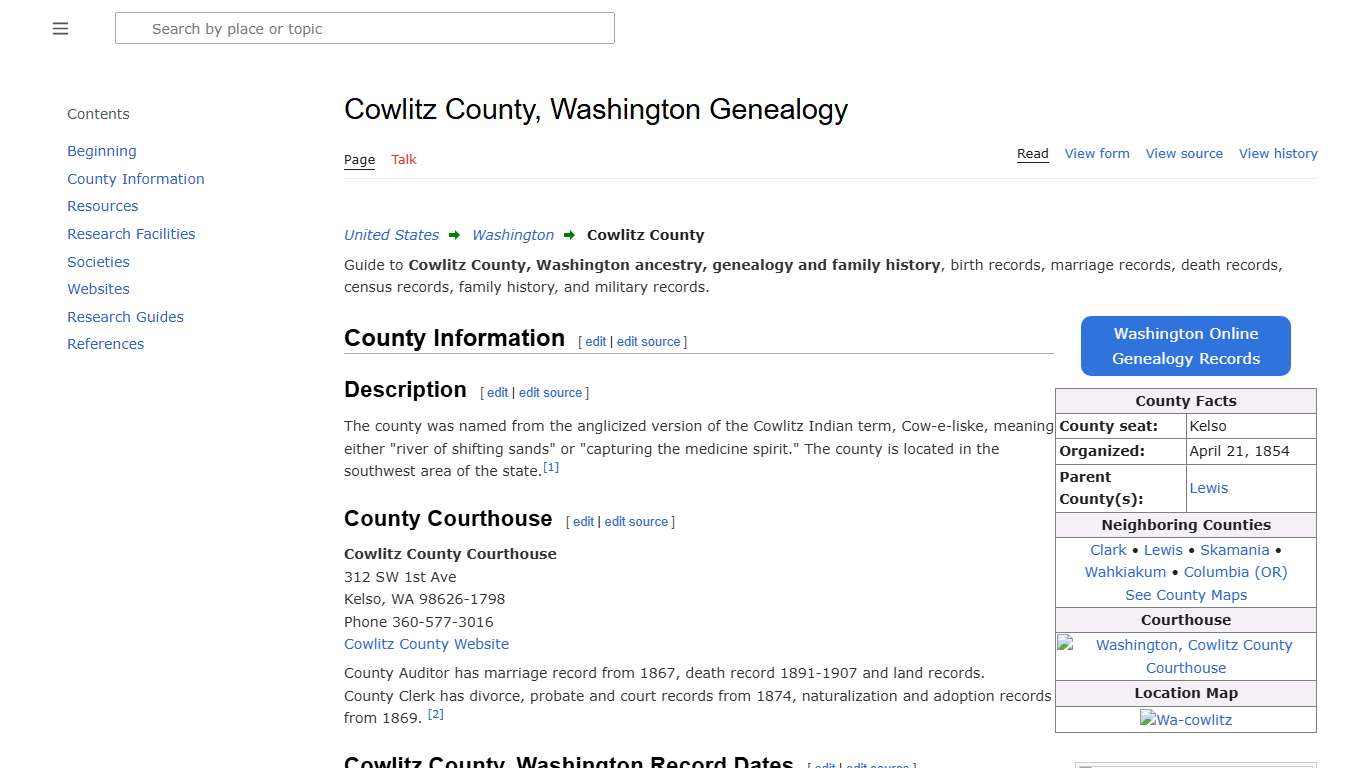 Cowlitz County, Washington Genealogy • FamilySearch